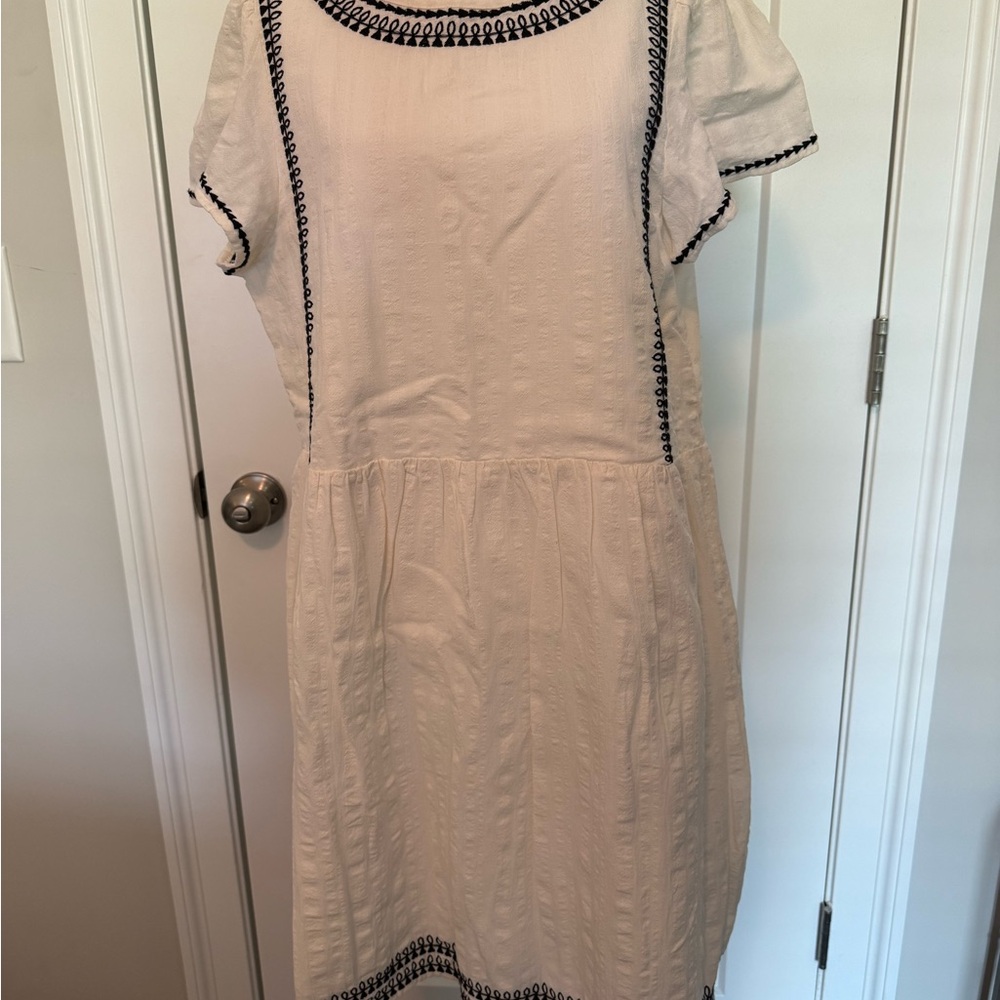 Loft White Dress with Black Accents NWT